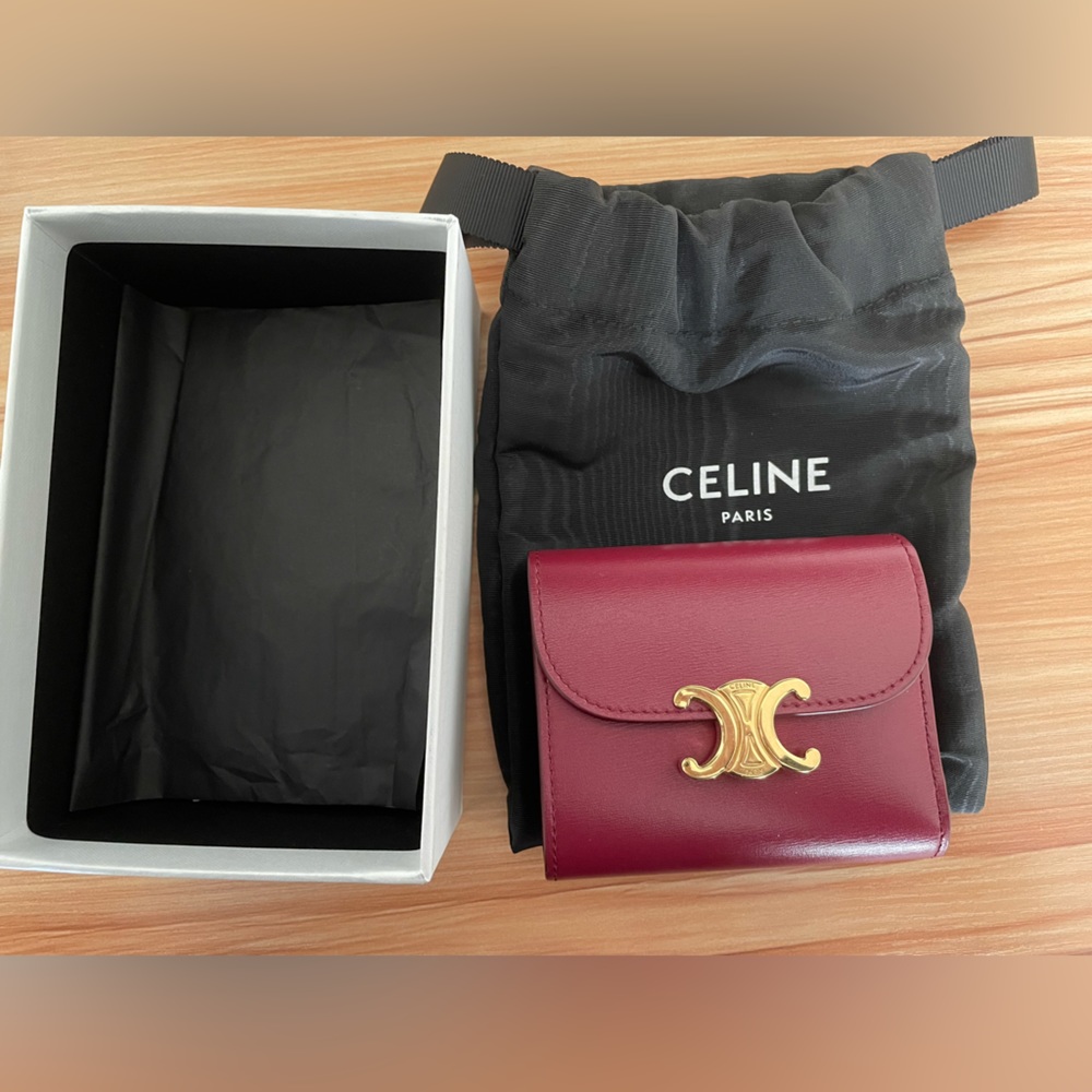 Celine Triomphe Wallet Red